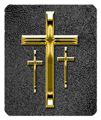 DF35-517-GD-SH-BK Gold 3 Crosses Shimmer Black